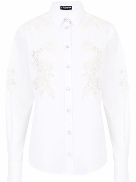  Dolce & Gabbana Openwork Poplin Shirt - White 