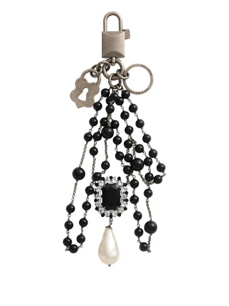  Dolce & Gabbana Padlock Beaded Keyring - Silver 