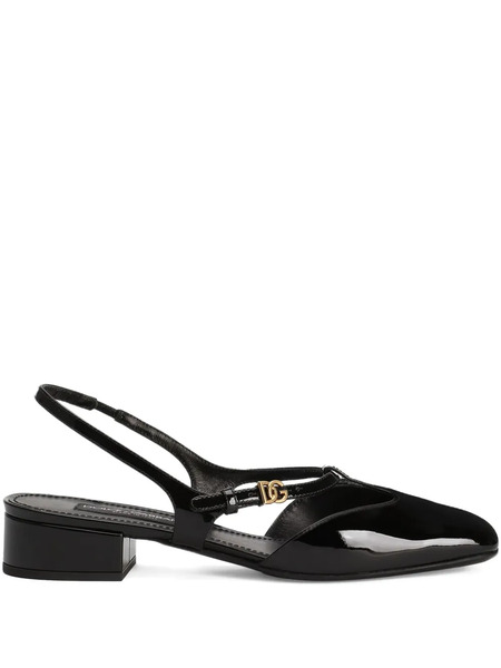  Dolce & Gabbana Patent Leather Slingback Pumps - Black 