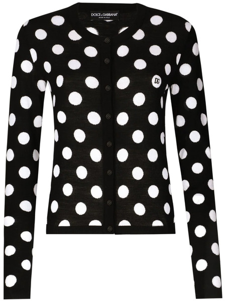  Dolce & Gabbana Polka-dot Pattern Button-up Cardigan - Black 