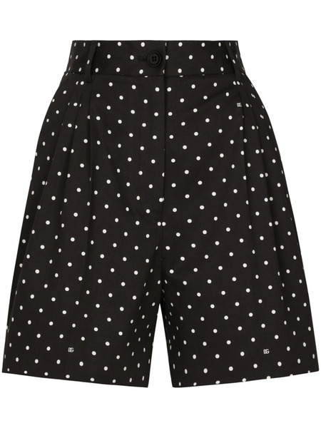  Dolce & Gabbana Polka Dot-print Tailored Shorts - Black 