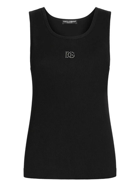  Dolce & Gabbana Rhinestone-logo Tank Top - Black 