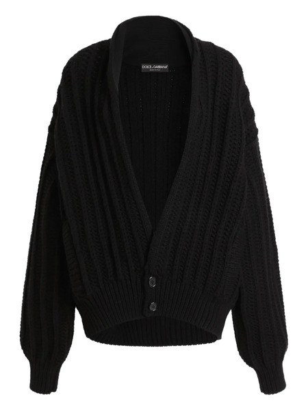  Dolce & Gabbana Ribbed-knit Long-sleeve Cardigan - Black 