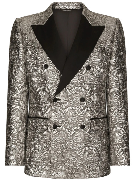  Dolce & Gabbana Satin-lapel Jacquard Blazer - Grey 