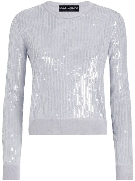  Dolce & Gabbana Sequin Knitted Top - Grey 