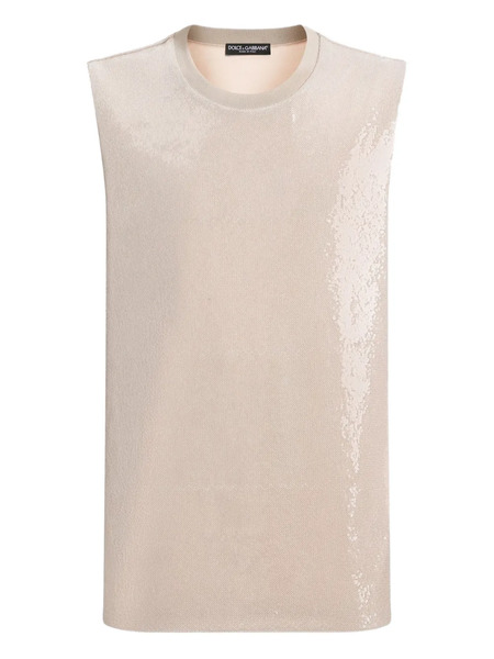  Dolce & Gabbana Sequin Sleeveless Tank - Neutrals 
