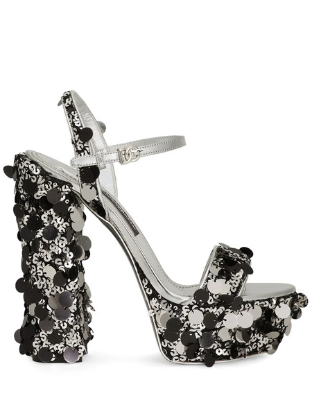  Dolce & Gabbana Sequinned Sandals - Silver 