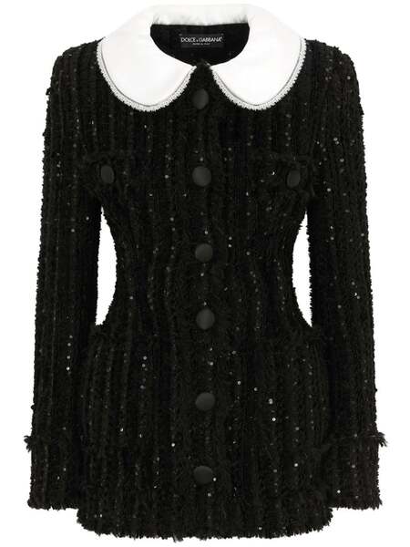  Dolce & Gabbana Sequinned Tweed Jacket - Black 