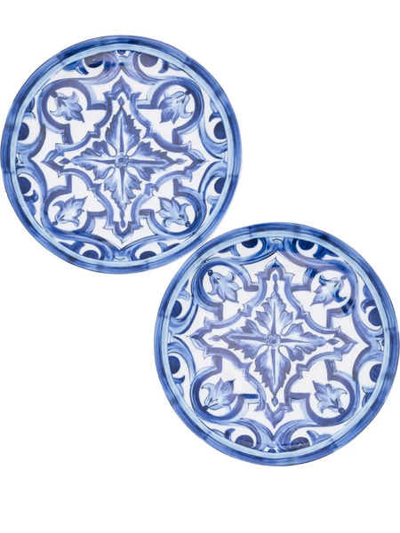  Dolce & Gabbana Set Of Two Patterned Bread Plates - Blue 