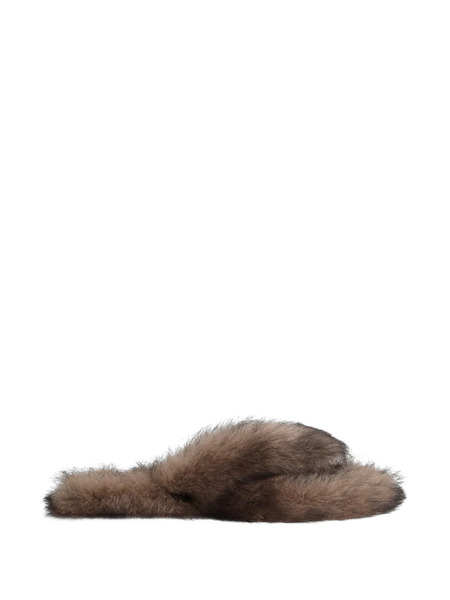  Dolce & Gabbana Shearling Flip-flops - Brown 