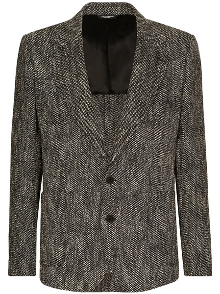  Dolce & Gabbana Single-breasted Herringbone Jacket - Grey 