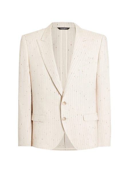  Dolce & Gabbana Single-breasted Pinstriped Finish Jacket - Neutrals 