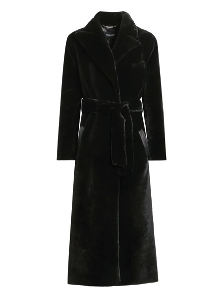  Dolce & Gabbana Single-breasted Shearling Coat - Black 