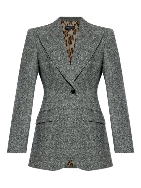  Dolce & Gabbana Single-button Tweed Jacket - Grey 