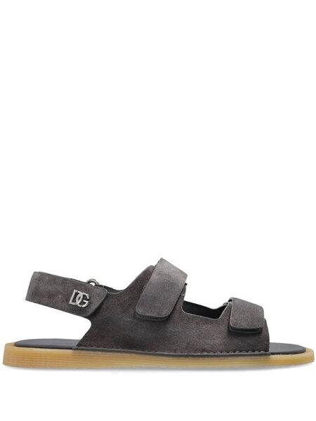  Dolce & Gabbana Touch-strap Leather Sandals - Grey 