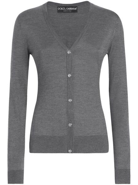  Dolce & Gabbana V-neck Buttoned Cardigan - Grey 