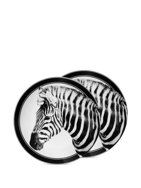  Dolce & Gabbana Zebra-print Dessert Plates (set Of Two) - White 
