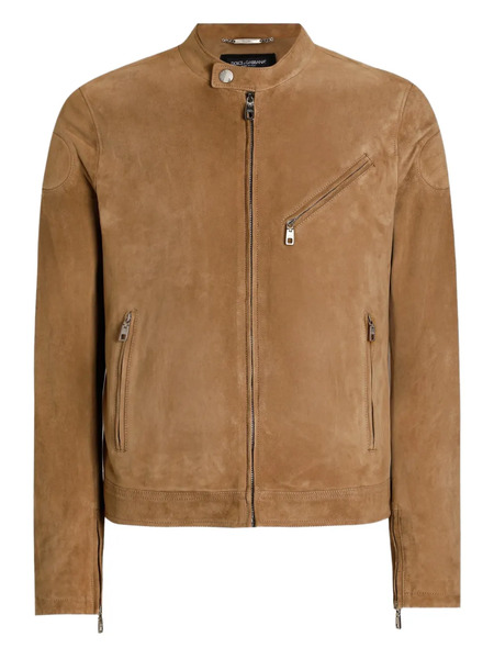 Dolce & Gabbana Zip Suede Jacket - Brown 
