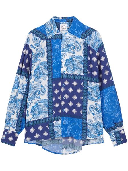  Donde Esteban Patchwork-print Shirt - Blue 
