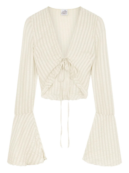  Donde Esteban Silk Cropped Blouse - Neutrals 