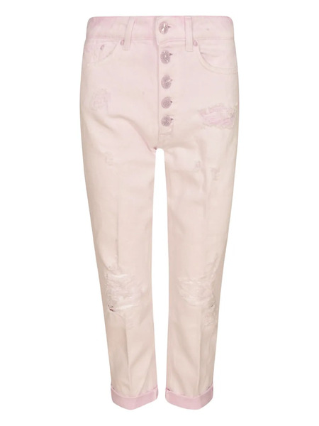  Dondup Distressed Buttoned-fly Cropped Trousers - Pink 