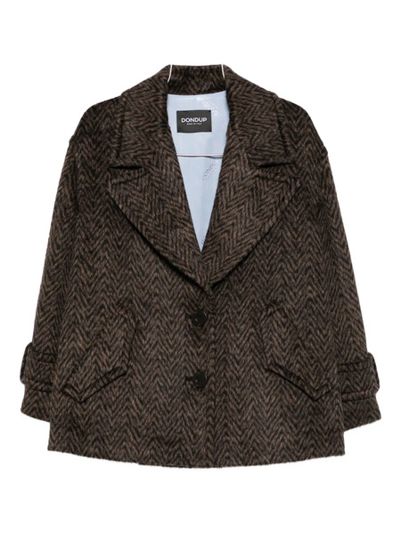  Dondup Herringbone-pattern Button Coat - Brown 