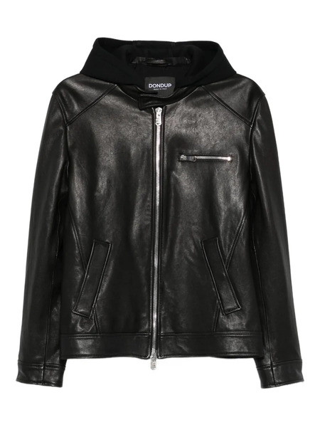  Dondup Hooded Leather Jacket - Black 