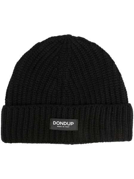  Dondup Logo-patch Ribbed-knit Beanie - Black 