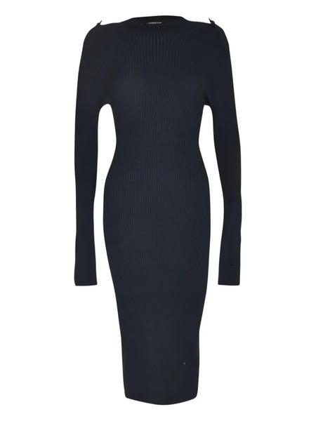  Dondup Ribbed Buttoned-cuff Dress - Black 