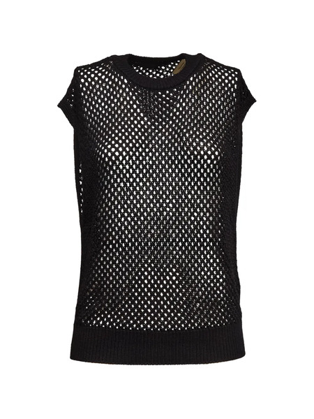  Dondup Round-neck Openwork Gilet - Black 