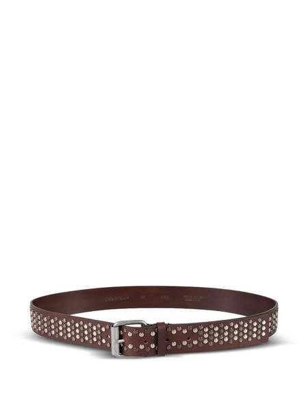  Dondup Studded Leather Belt - Brown 
