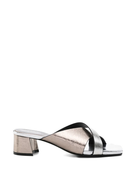  Donnarì Crossover-strap Leather Sandals - Silver 
