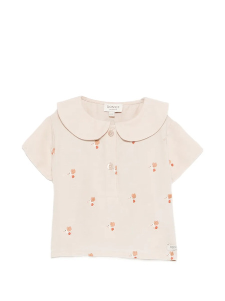  Donsje Nesa Peter Pan Collar Print Top - Neutrals 