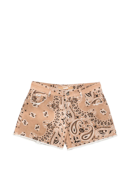  Don't @ Me Paisley Frayed Shorts - Neutrals 