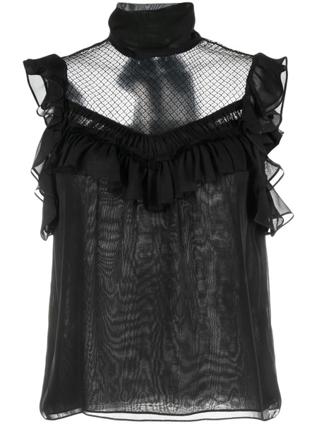  Dorothee Schumacher Panelled Sleeveless Silk Chiffon Blouse - Black 