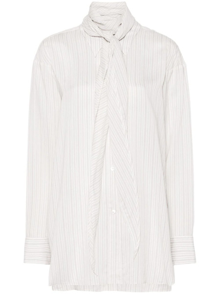  Dorothee Schumacher Scarf-detail Striped Blouse - White 