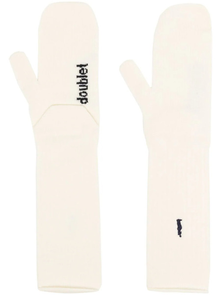  Doublet Logo-intarsia Knitted Mittens - White 
