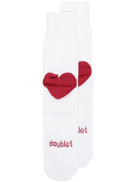  Doublet Metallic Thread Heart Socks - White 