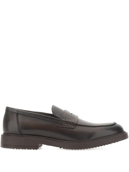  Doucal's Carved-vamp Stitching Loafers - Brown 