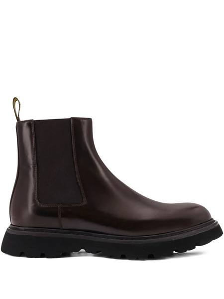  Doucal's Elastic-detail Leather Chelsea Boots - Brown 
