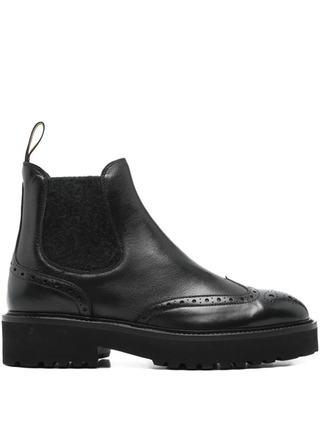  Doucal's Elastic-panel Brogue Boots - Black 