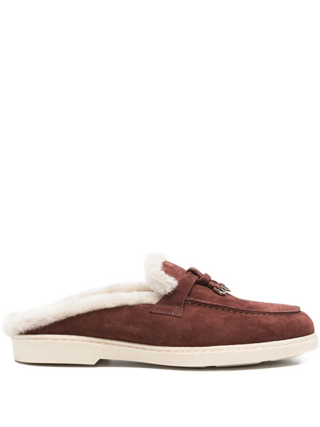  Doucal's Fur-trim Mules - Red 