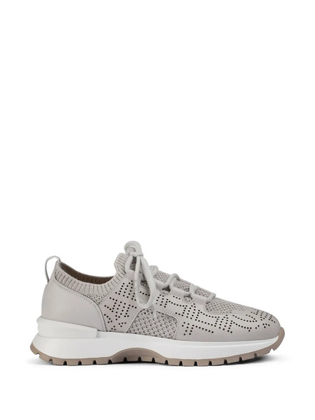  Doucal's Openwork Leather Sneakers - Grey 