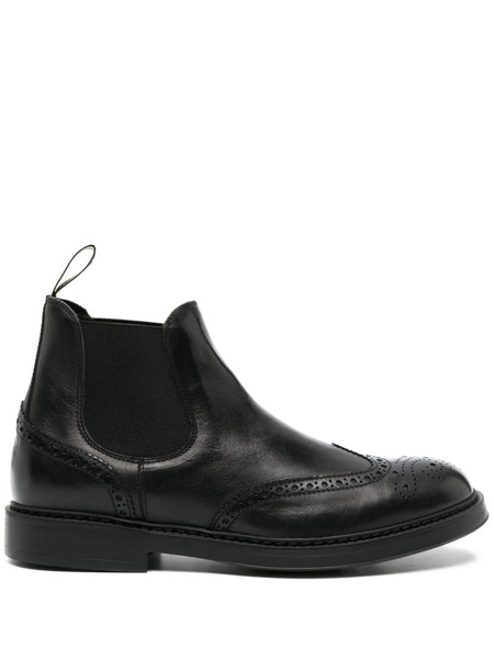  Doucal's Perforated Leather Ankle Boots - Black 