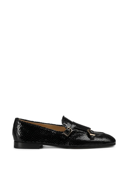  Doucal's Python-print Buckle Leather Shoes - Black 
