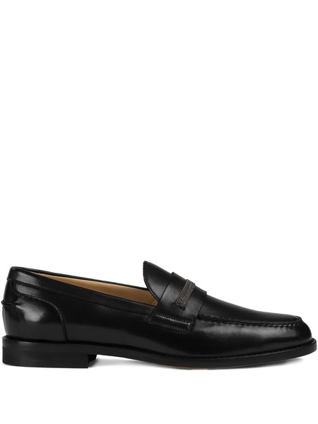  Doucal's Stud-embellishment Leather Loafers - Black 