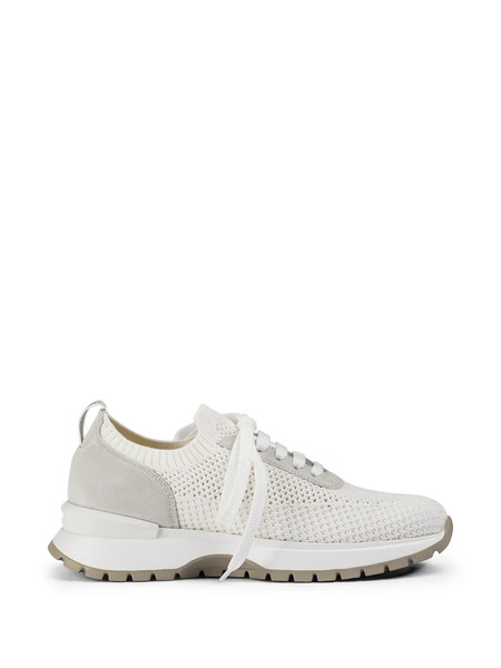  Doucal's Suede Knitted Sneakers - Neutrals 