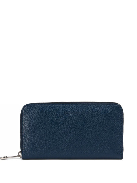  Doucal's Tumbled Leather Continental Wallet - Blue 