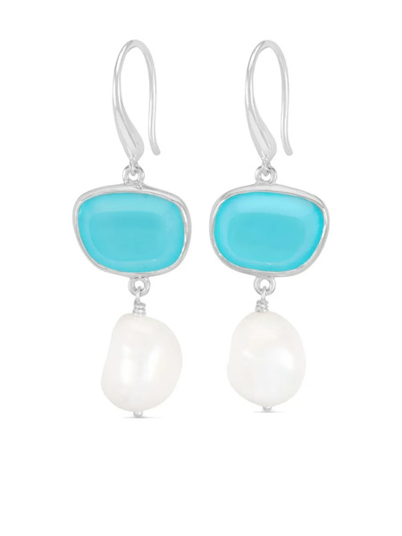  Dower And Hall Pebble Pearl Drop Earrings - Blue 