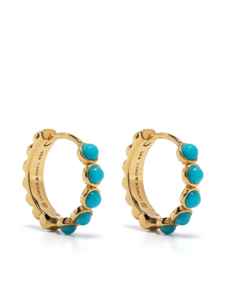  Dower And Hall Turquoise-embellished Huggie Hoops - Gold 